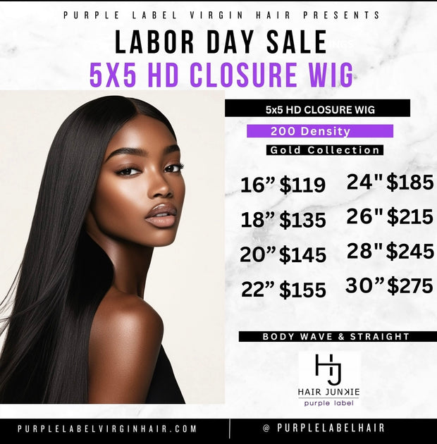 5x5 HD Closure 200 Density Wig