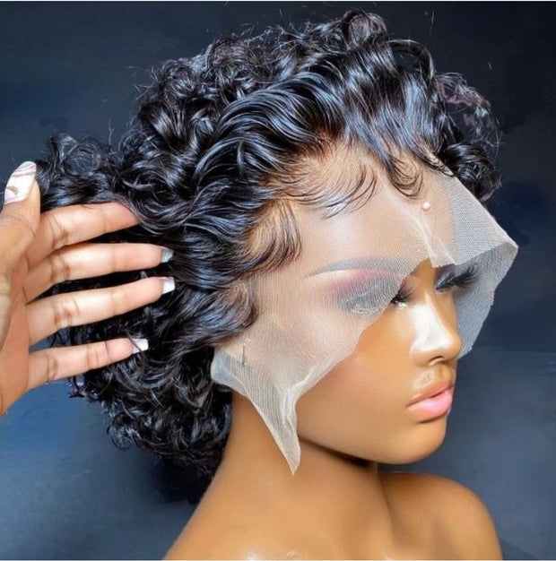 CURLY SUE SHORT SLICK BACK WATER WAVE EXTENDED 4X4 CLOSURE LACE WIG