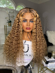 26” 4X4 Transparent Closure Hawaiian Wave, Highlight Wig