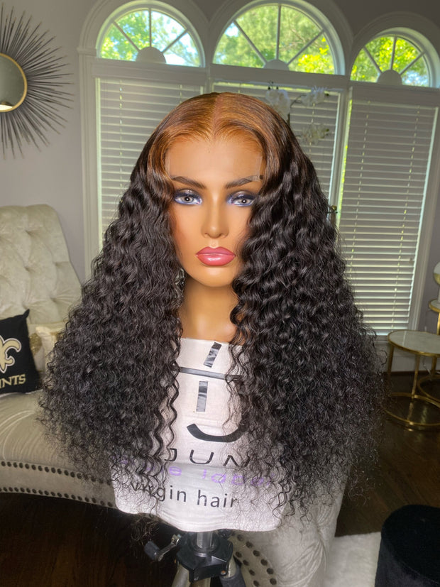 Revered Ombre 22” 4x4 Transparent Closure Wig Glue less (Hawaiian Wave)